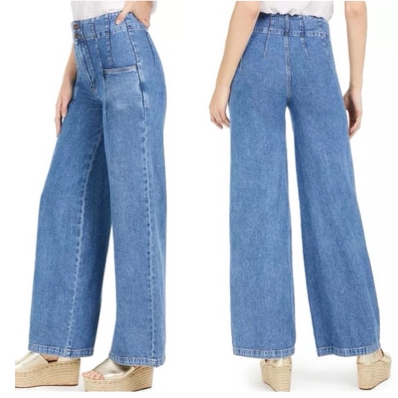 Free People Midnight City High Rise Wide Leg Jeans - Picture 2 of 15